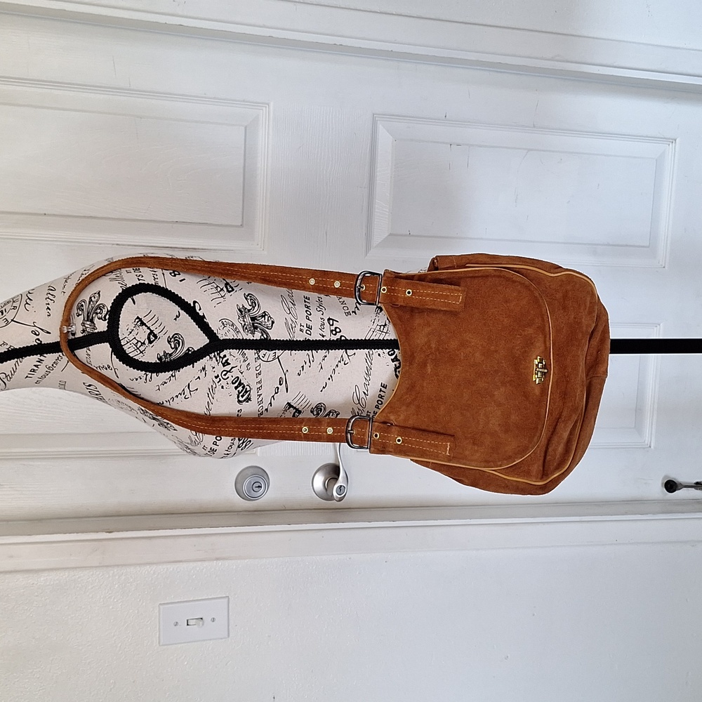 Vintage Deer Wear Brown Suede Shoulder Bag